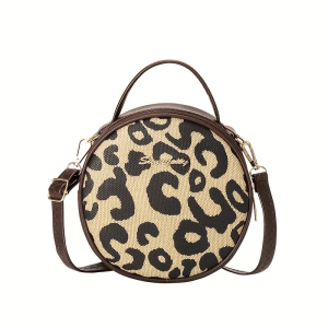 Vintage Leopord Print Small Round Bag